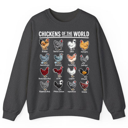 Chickens of the World chicken breeds Sweatshirt Dark Heather product mockup