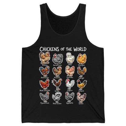 Chickens of the World chicken breeds Tank Top Black product mockup