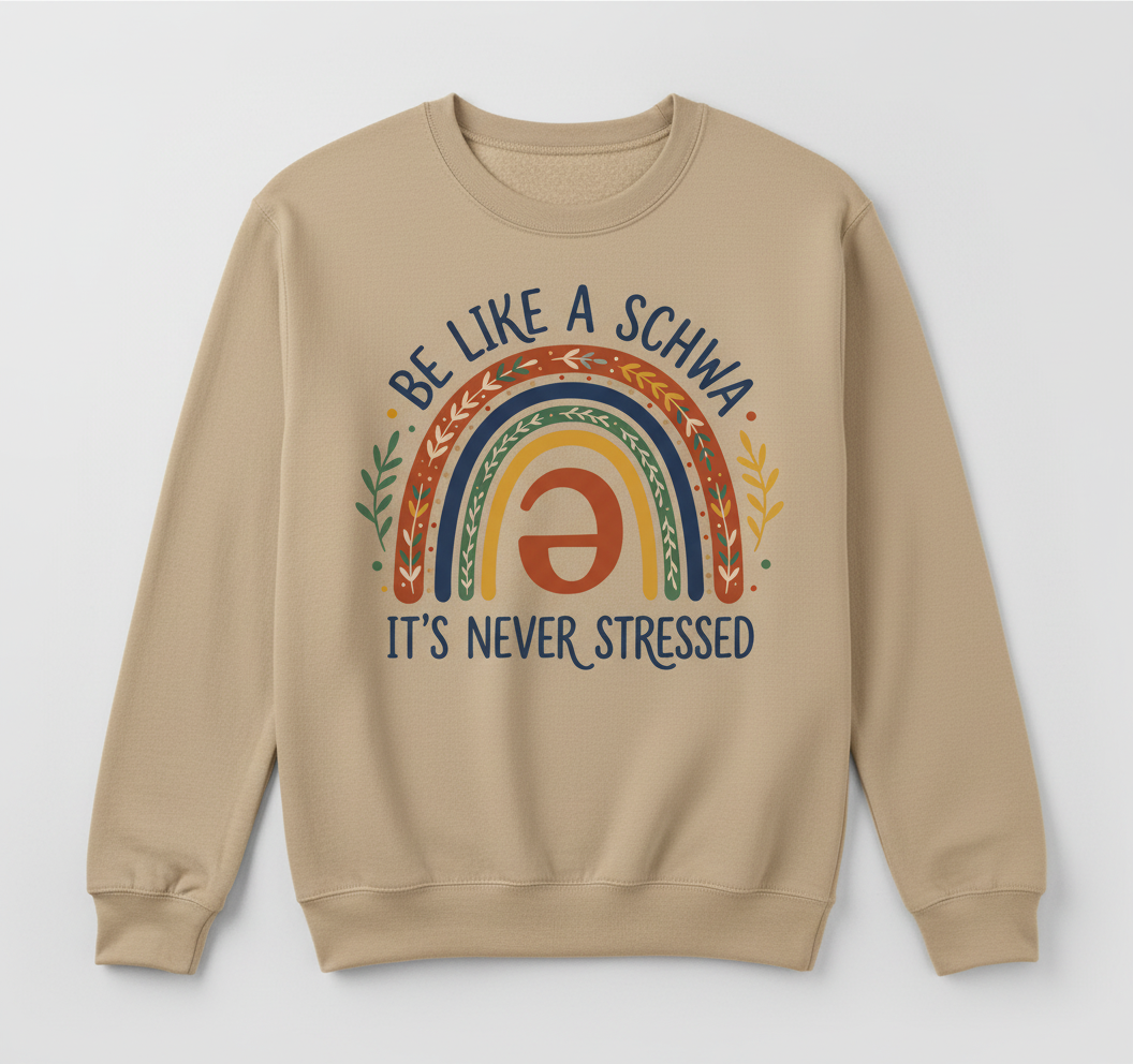 Be Like A Schwa It's Never Stressed Linguistics Humor Sweatshirt - Sand