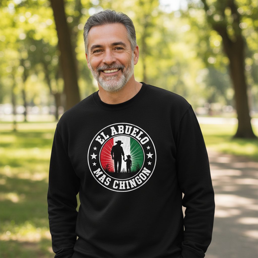 El Abuelo Mas Chingon mexican grandfather Sweatshirt Black lifestyle mockup