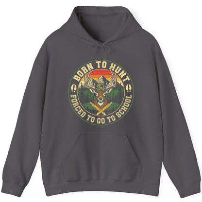 Born to Hunt Forced to Go to School hunting Hoodie Charcoal product mockup