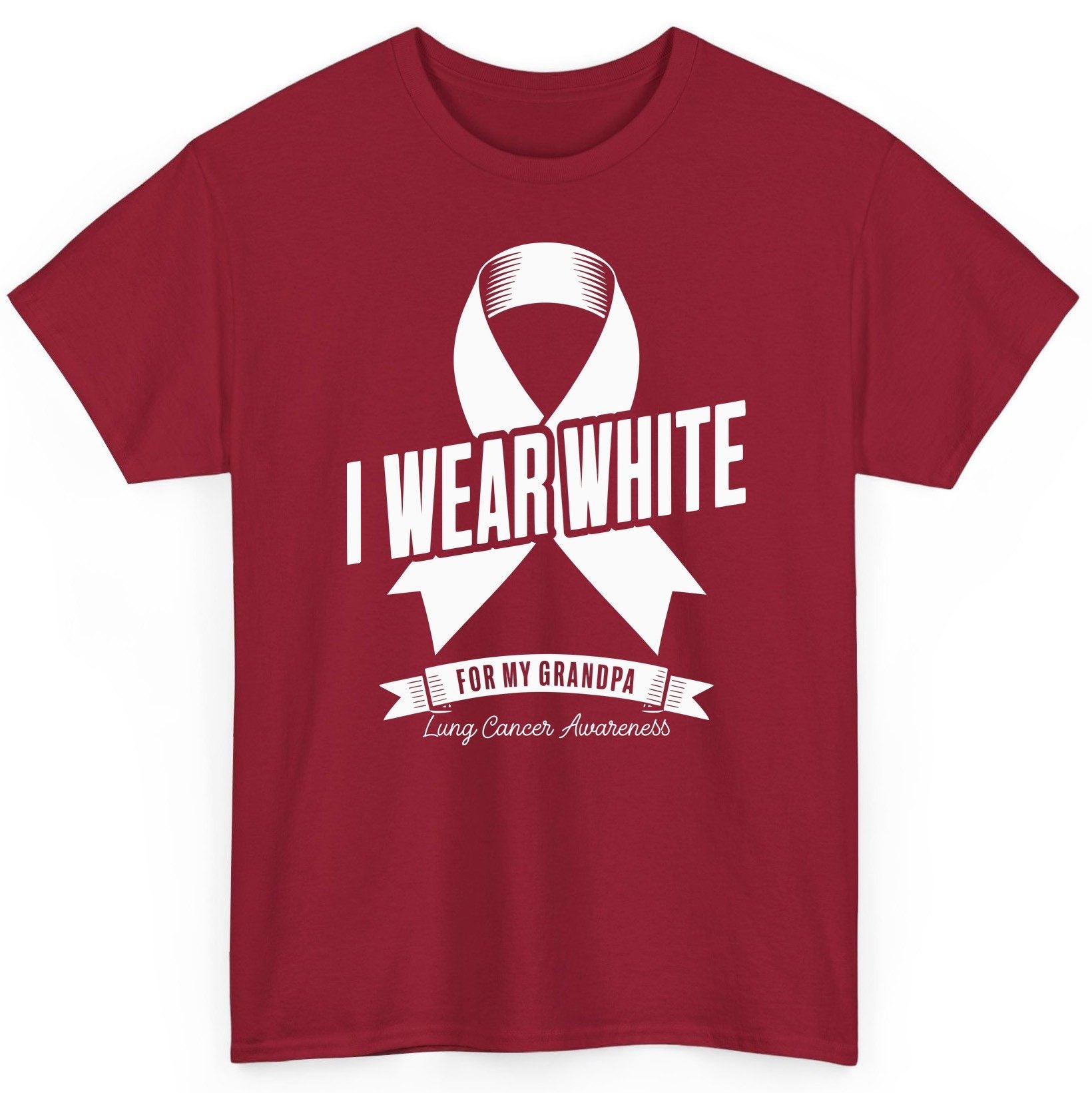 I Wear White for My Grandpa lung cancer awareness T-Shirt Cardinal Red product mockup