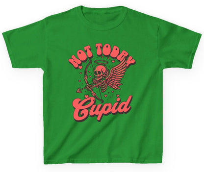 Not Today Cupid skeletal cupid Youth T-Shirt Irish Green product mockup