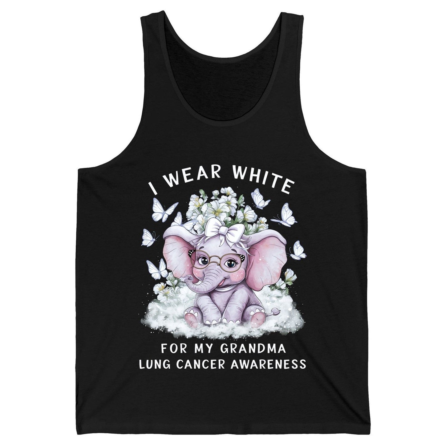 I Wear White for My Grandma Lung Cancer Awareness lung cancer awareness Tank Top Black product mockup
