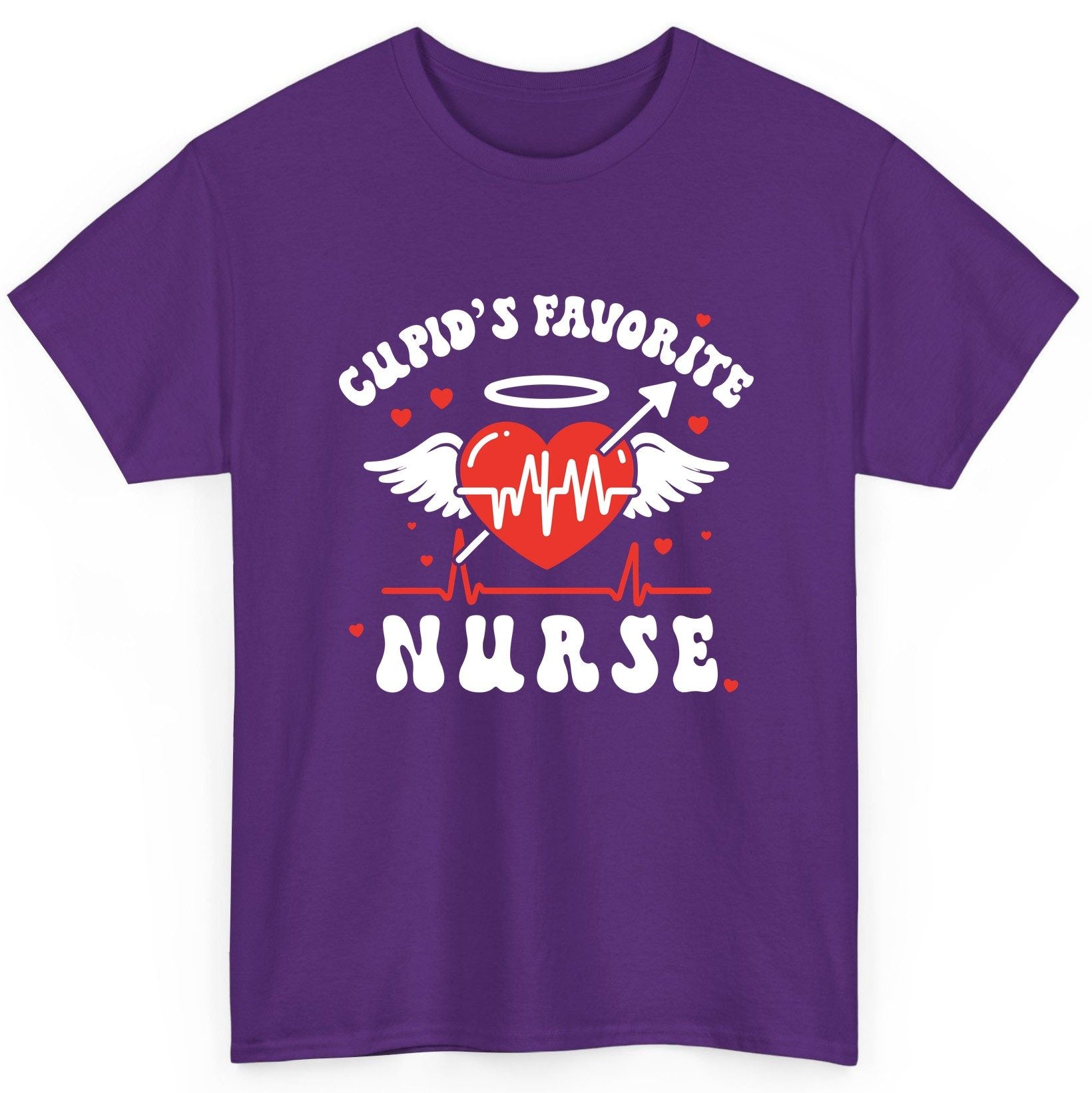 Cupid's Favorite Nurse nursing T-Shirt Purple product mockup