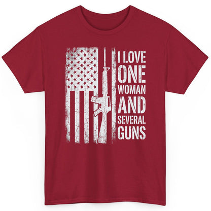 I LOVE ONE WOMAN AND Several GUNS Funny Pro-Gun T-Shirt - product mockup - Cardinal Red