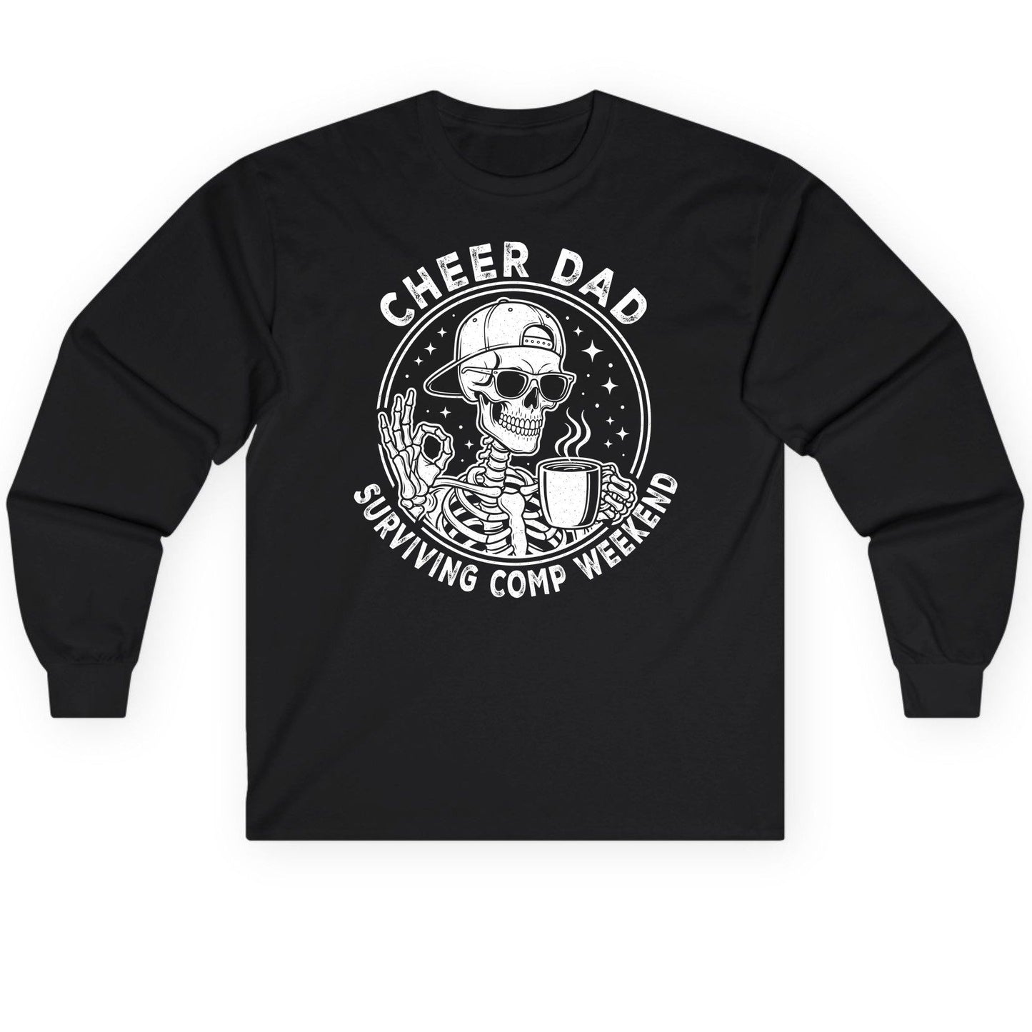 Cheer Dad Surviving Comp Weekend cheer dad Long Sleeve Tee Black product mockup