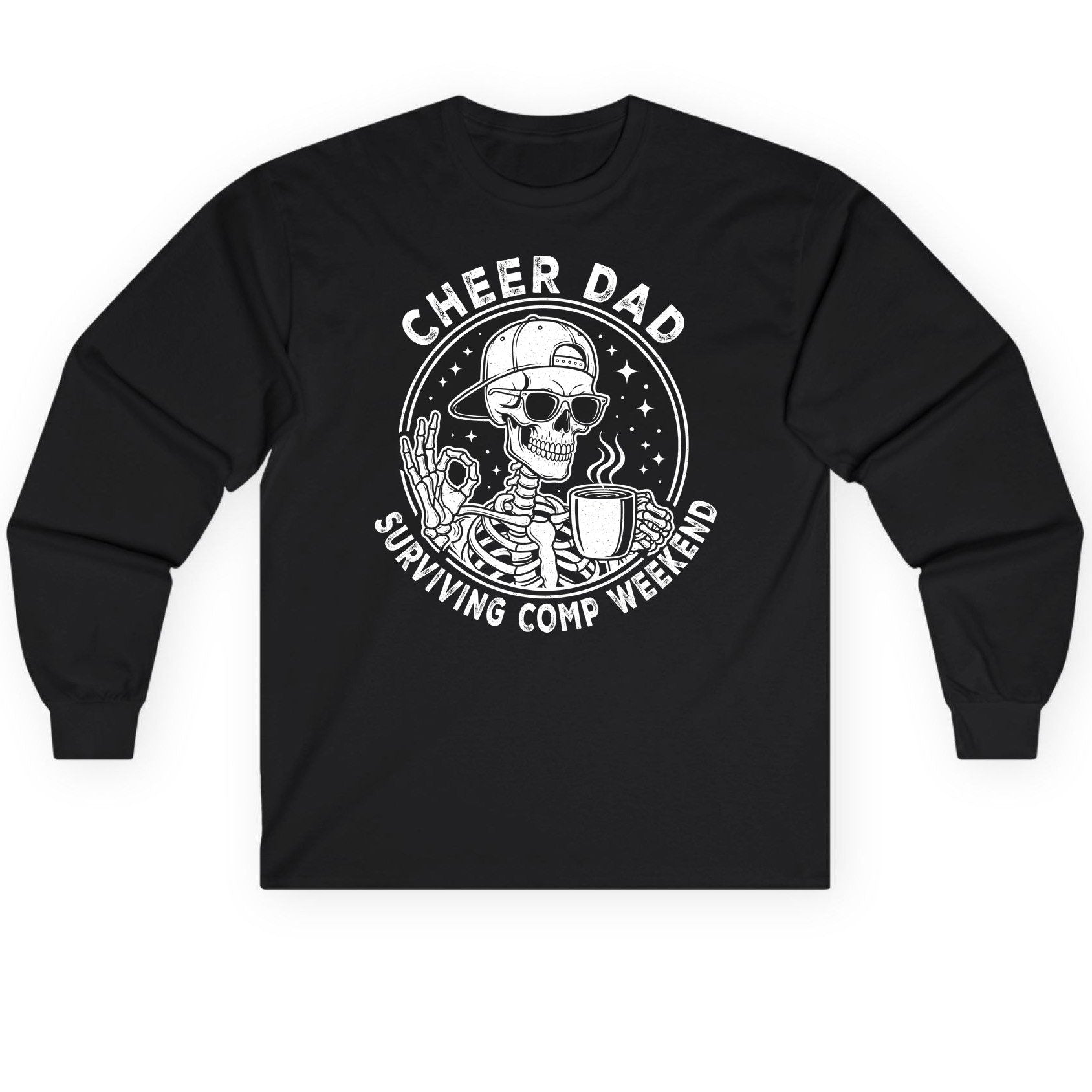 Cheer Dad Surviving Comp Weekend cheer dad Long Sleeve Tee Black product mockup