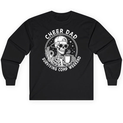 Cheer Dad Surviving Comp Weekend cheer dad Long Sleeve Tee Black product mockup
