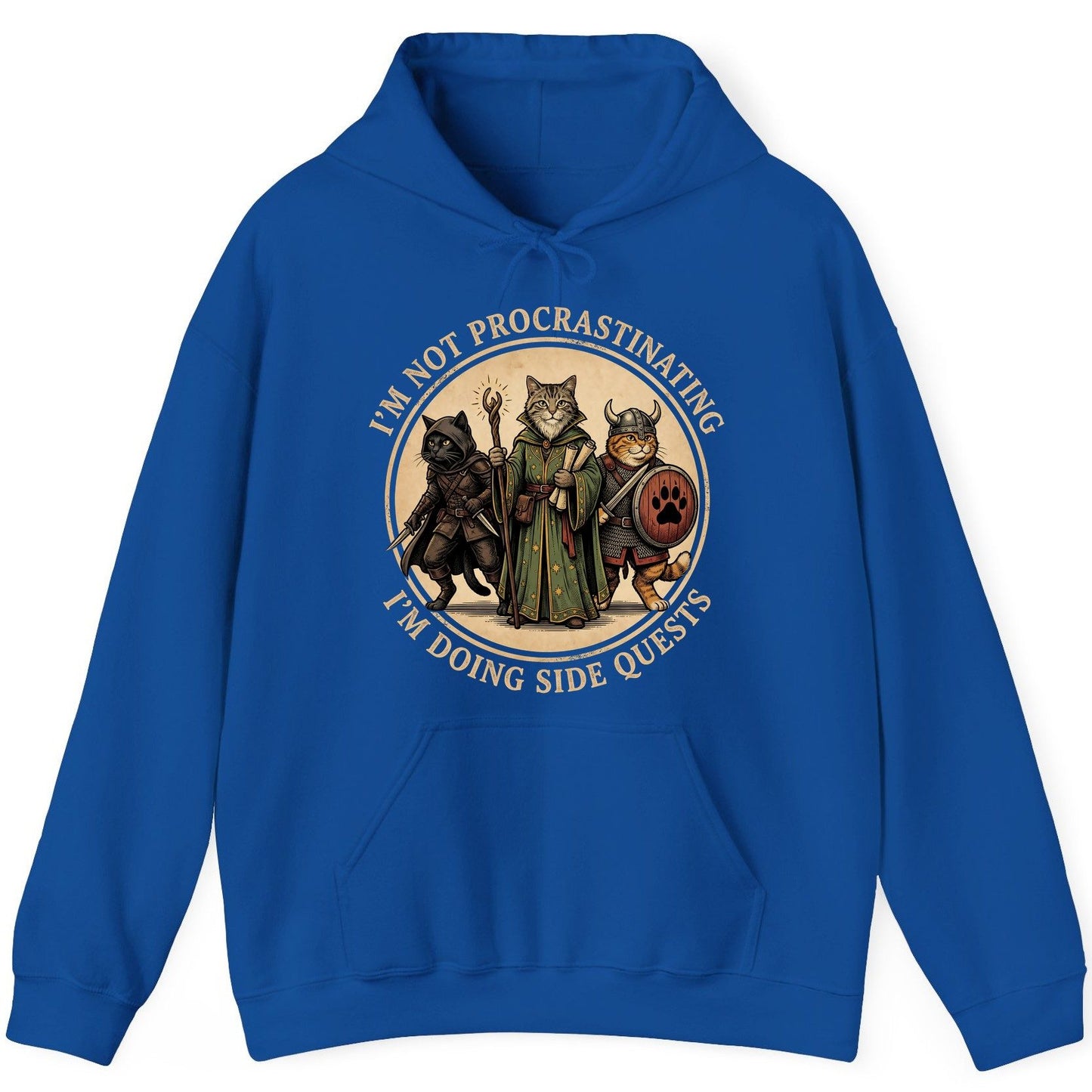 I'm Not Procrastinating I'm Doing Side Quests rpg cats Hoodie Royal product mockup
