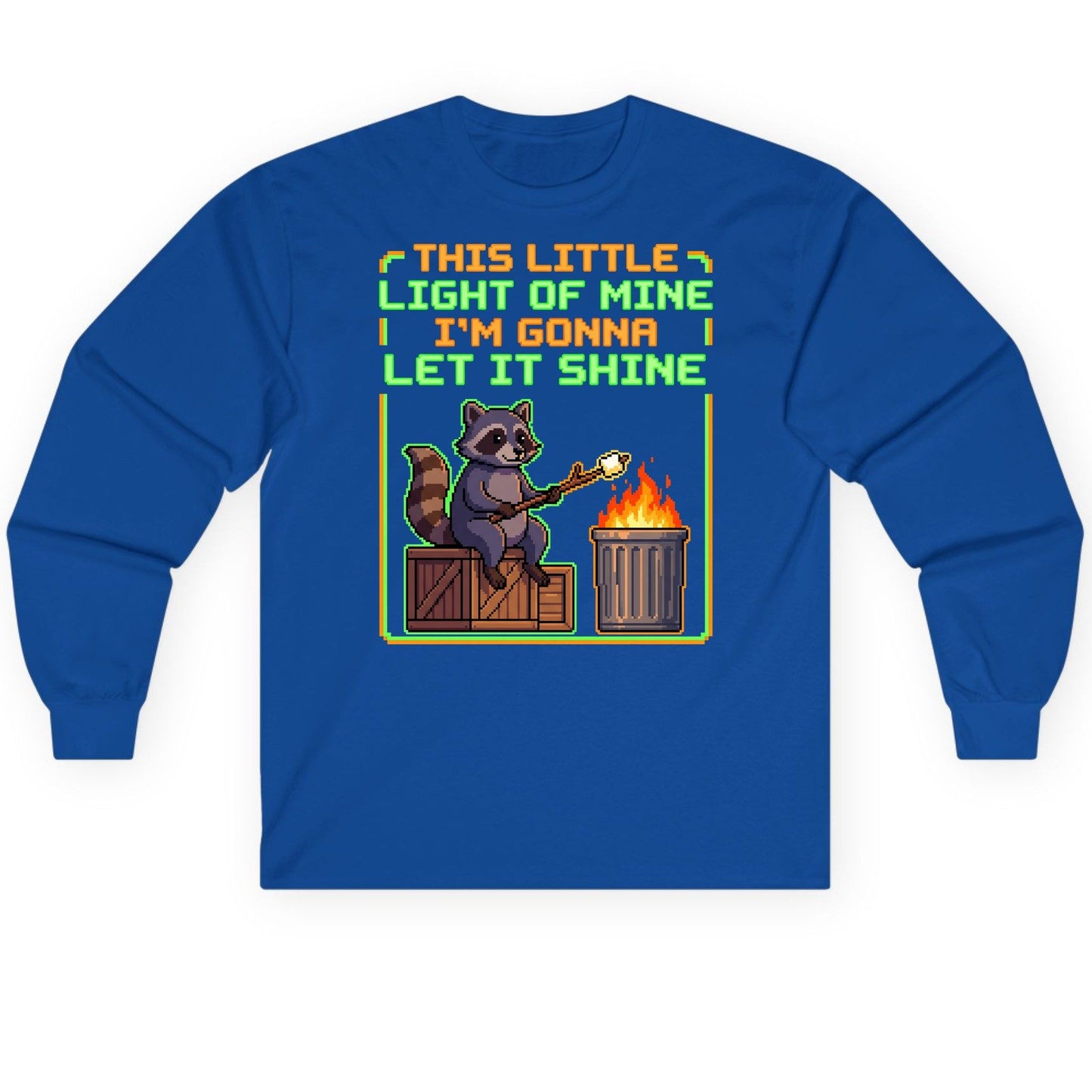 THIS LITTLE LIGHT OF MINE I'M GONNA LET IT SHINE Raccoon Long Sleeve Tee Royal product mockup