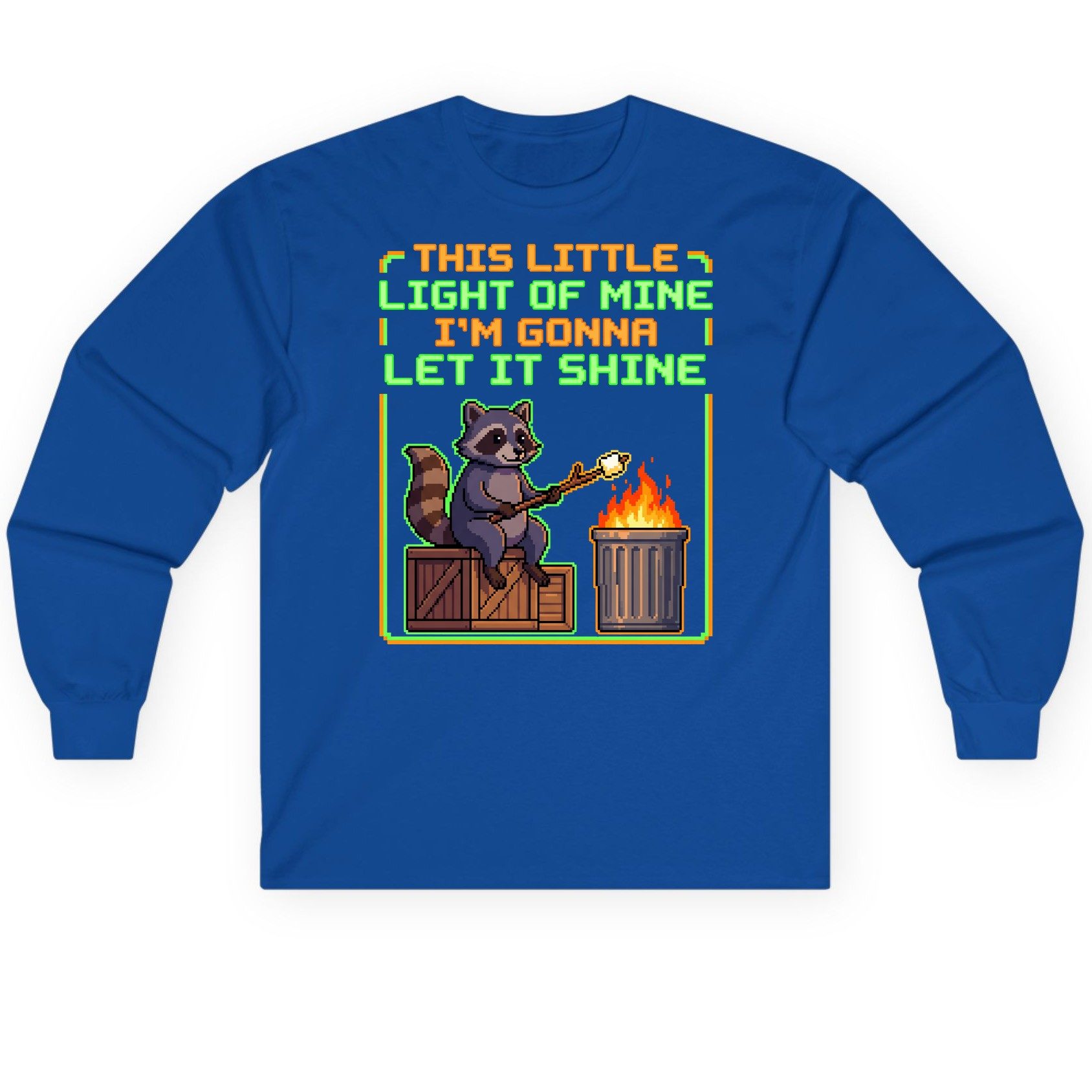 THIS LITTLE LIGHT OF MINE I'M GONNA LET IT SHINE Raccoon Long Sleeve Tee Royal product mockup
