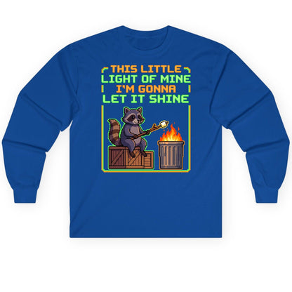 THIS LITTLE LIGHT OF MINE I'M GONNA LET IT SHINE Raccoon Long Sleeve Tee Royal product mockup