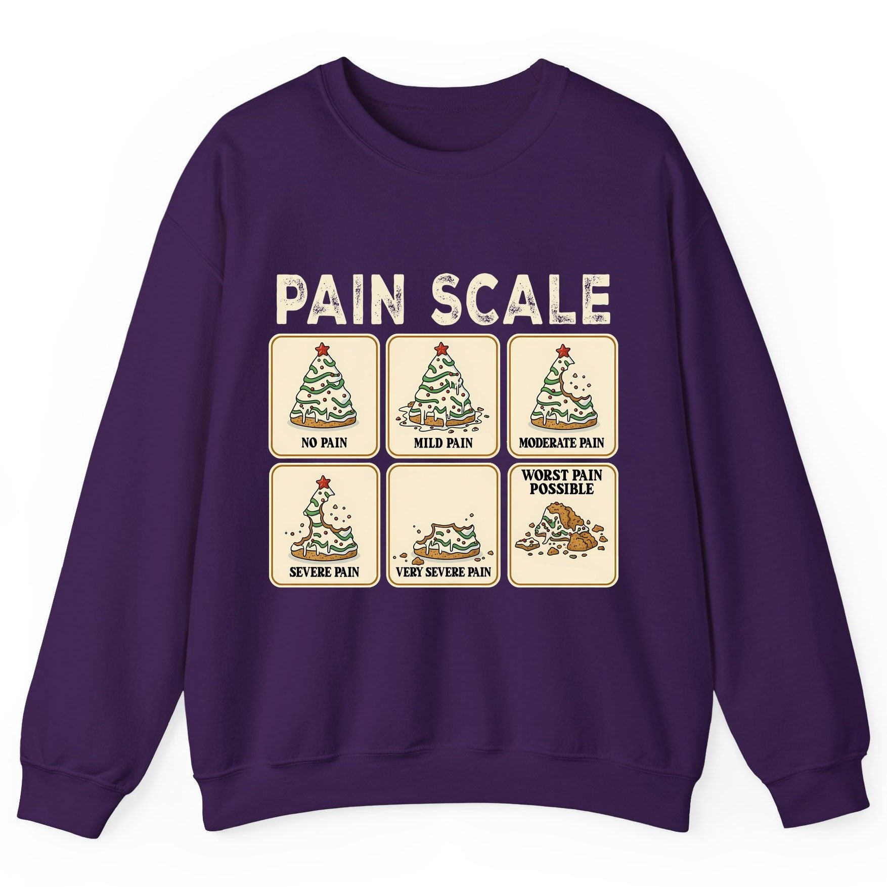Pain Scale Christmas cookie pain scale Sweatshirt Purple product mockup