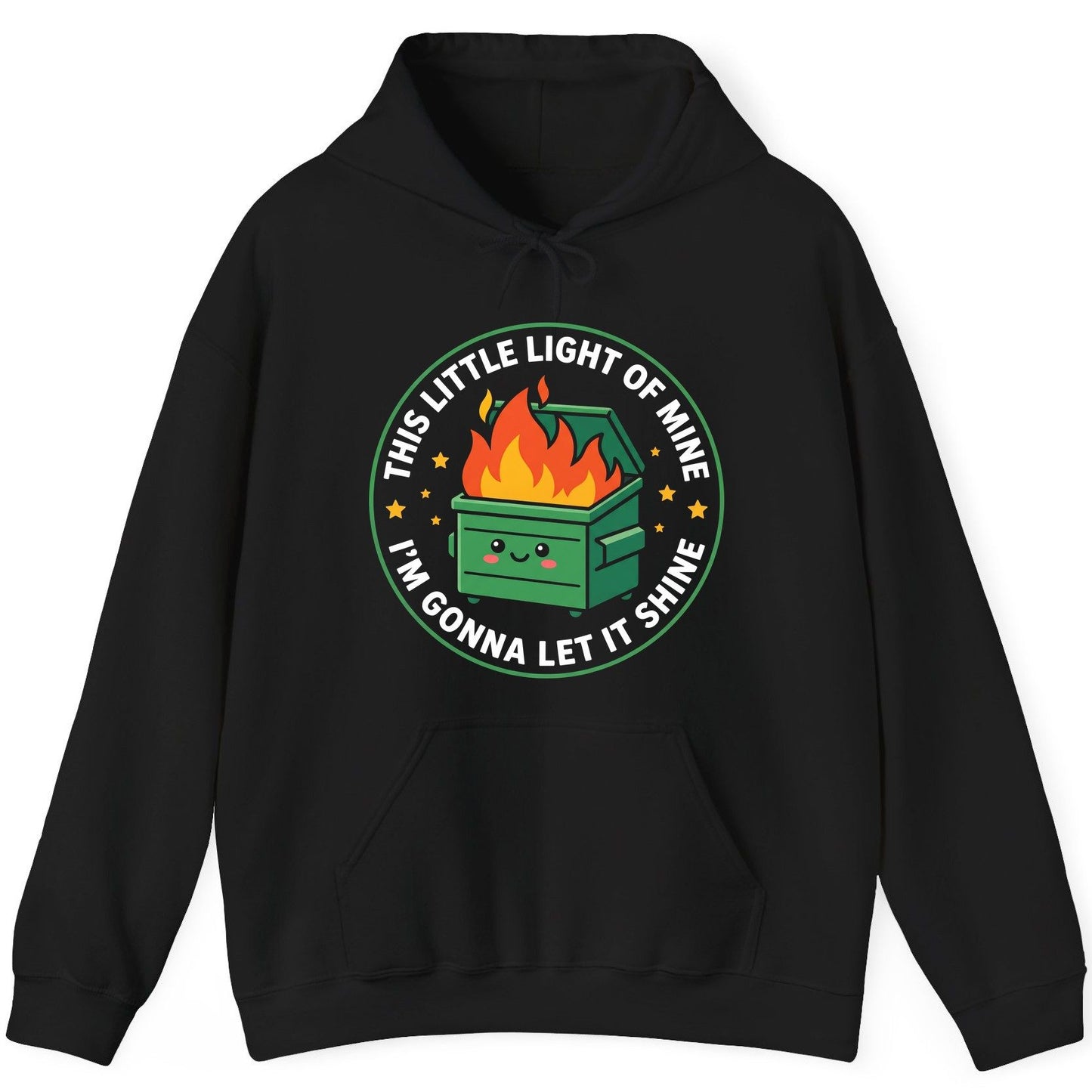 This little light of mine I'm gonna let it shine Dumpster Fire Hoodie Black product mockup