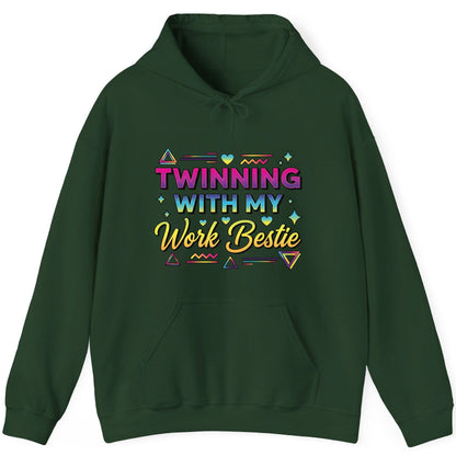 Twinning with My Work Bestie work bestie Hoodie Forest Green product mockup
