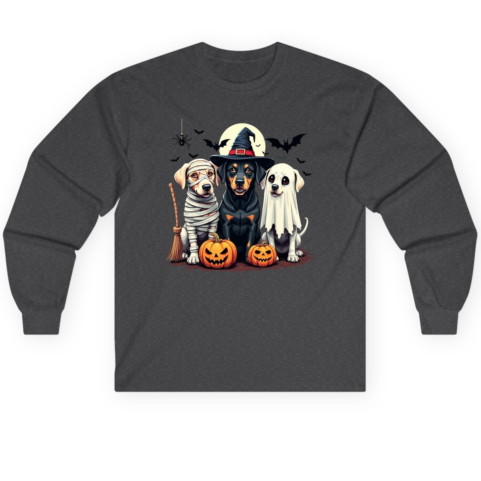 Halloween Dogs in Costumes dogs in Halloween costumes Long Sleeve Tee Dark Heather product mockup