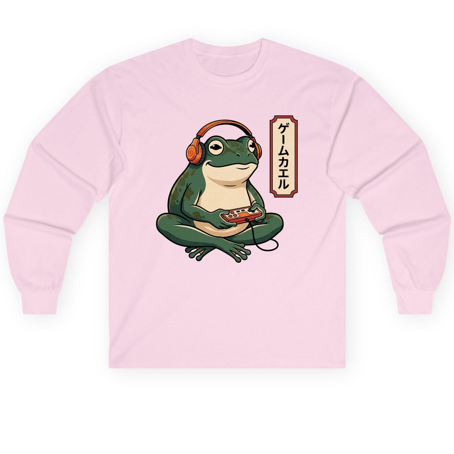 ゲームカエル gamer frog Long Sleeve Tee Light Pink product mockup