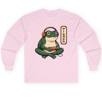 ゲームカエル gamer frog Long Sleeve Tee Light Pink product mockup
