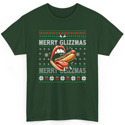 Merry Glizzzmas hot dog T-Shirt Forest Green product mockup
