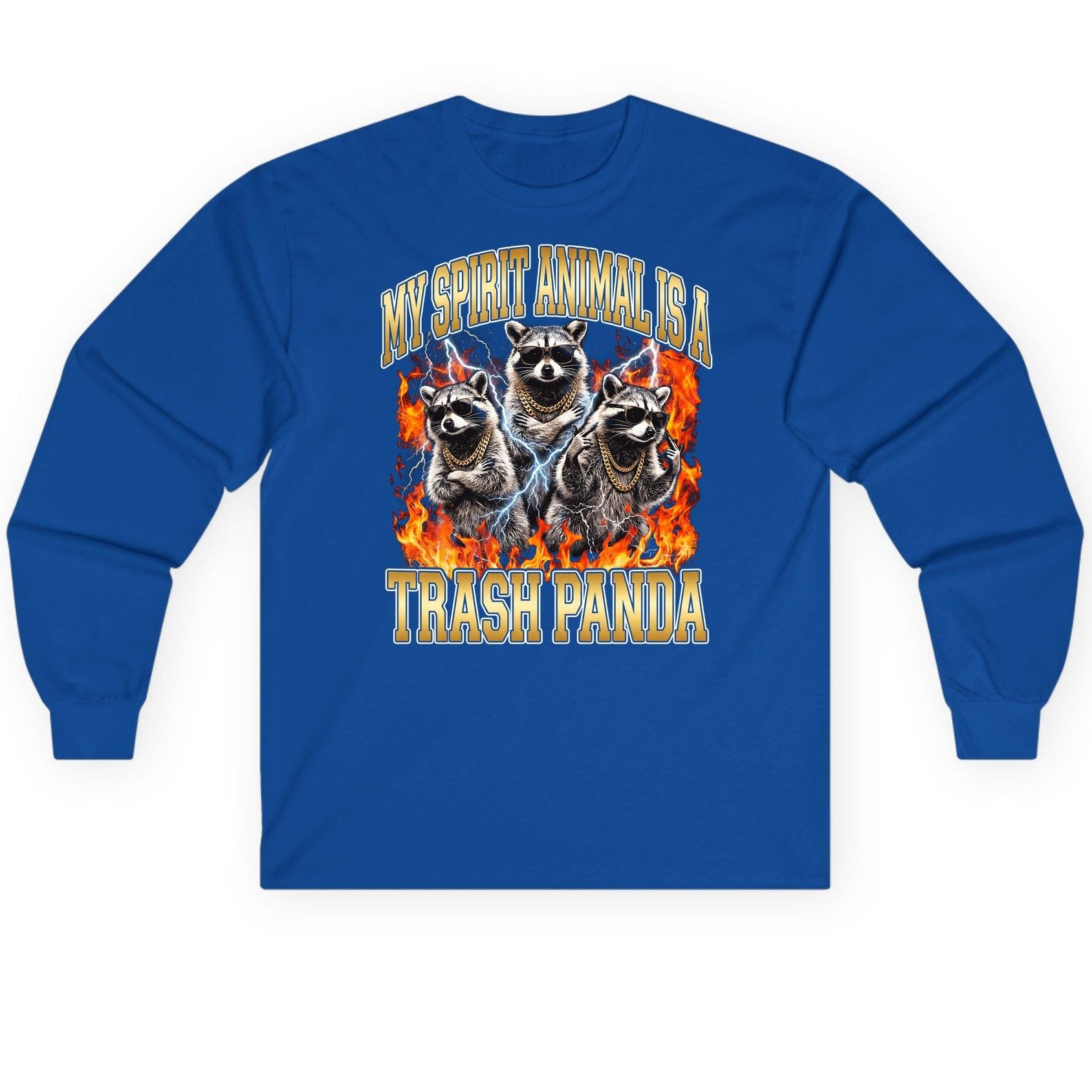 My Spirit Animal Is a Trash Panda raccoon Long Sleeve Tee Royal product mockup