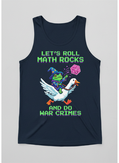 Let's Roll Math Rocks Frog Wizard Pixel Art TTRPG Design Tank Top - Navy