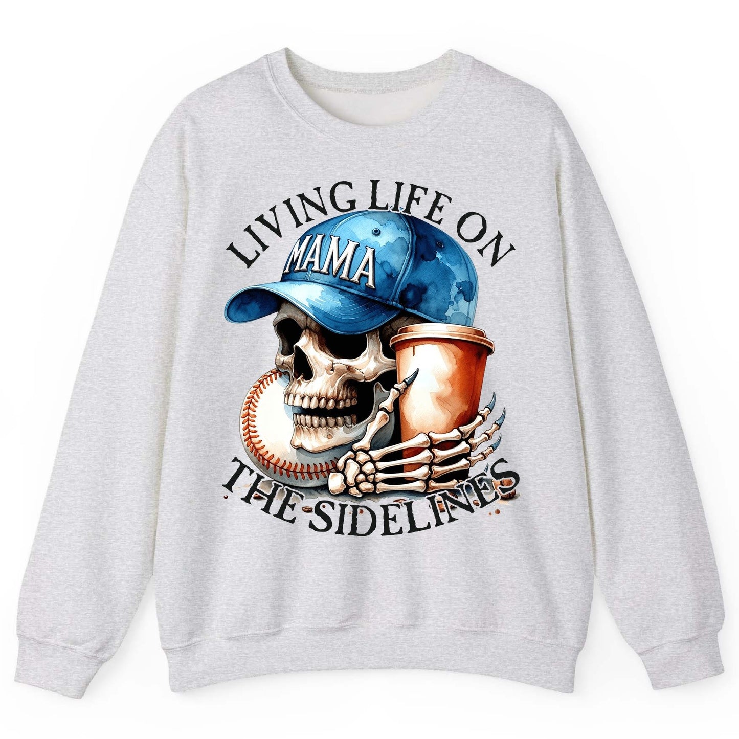 Living Life on the Sidelines Mama baseball mom Sweatshirt Ash product mockup