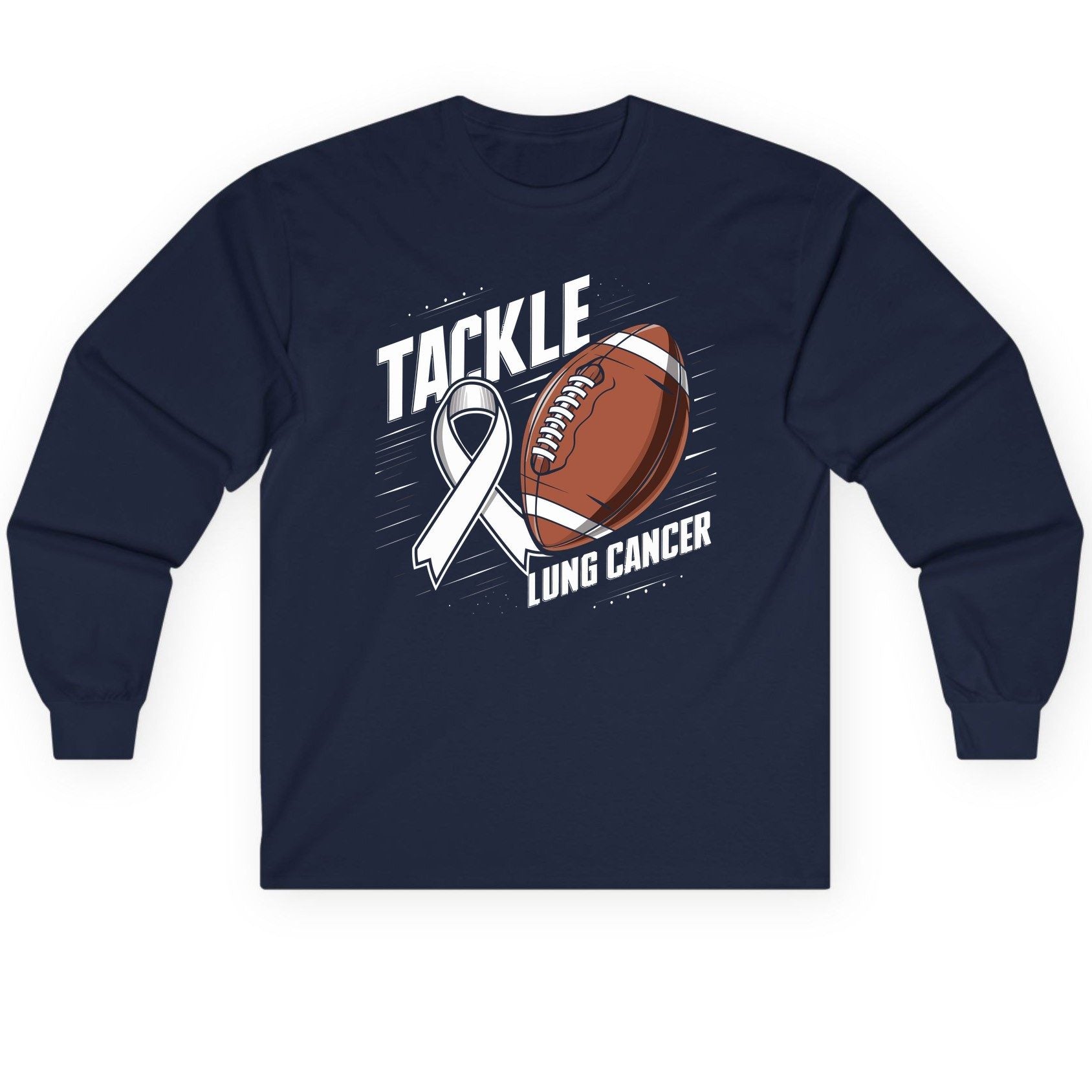 Tackle Lung Cancer lung cancer awareness Long Sleeve Tee Navy product mockup