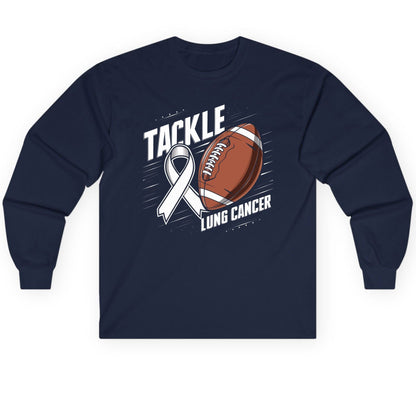 Tackle Lung Cancer lung cancer awareness Long Sleeve Tee Navy product mockup