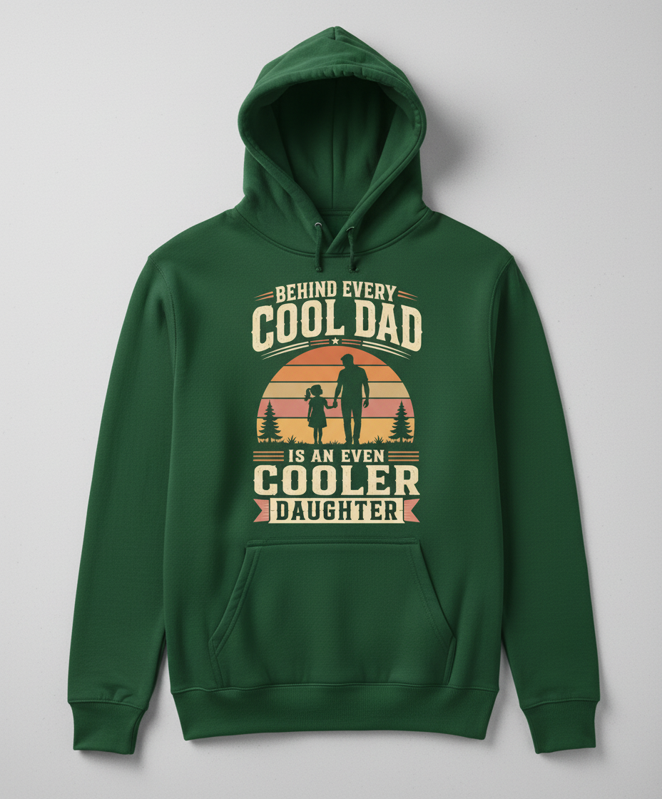 Behind Every Cool Dad Is An Even Cooler Daughter T-Shirt Hoodie - Forest Green
