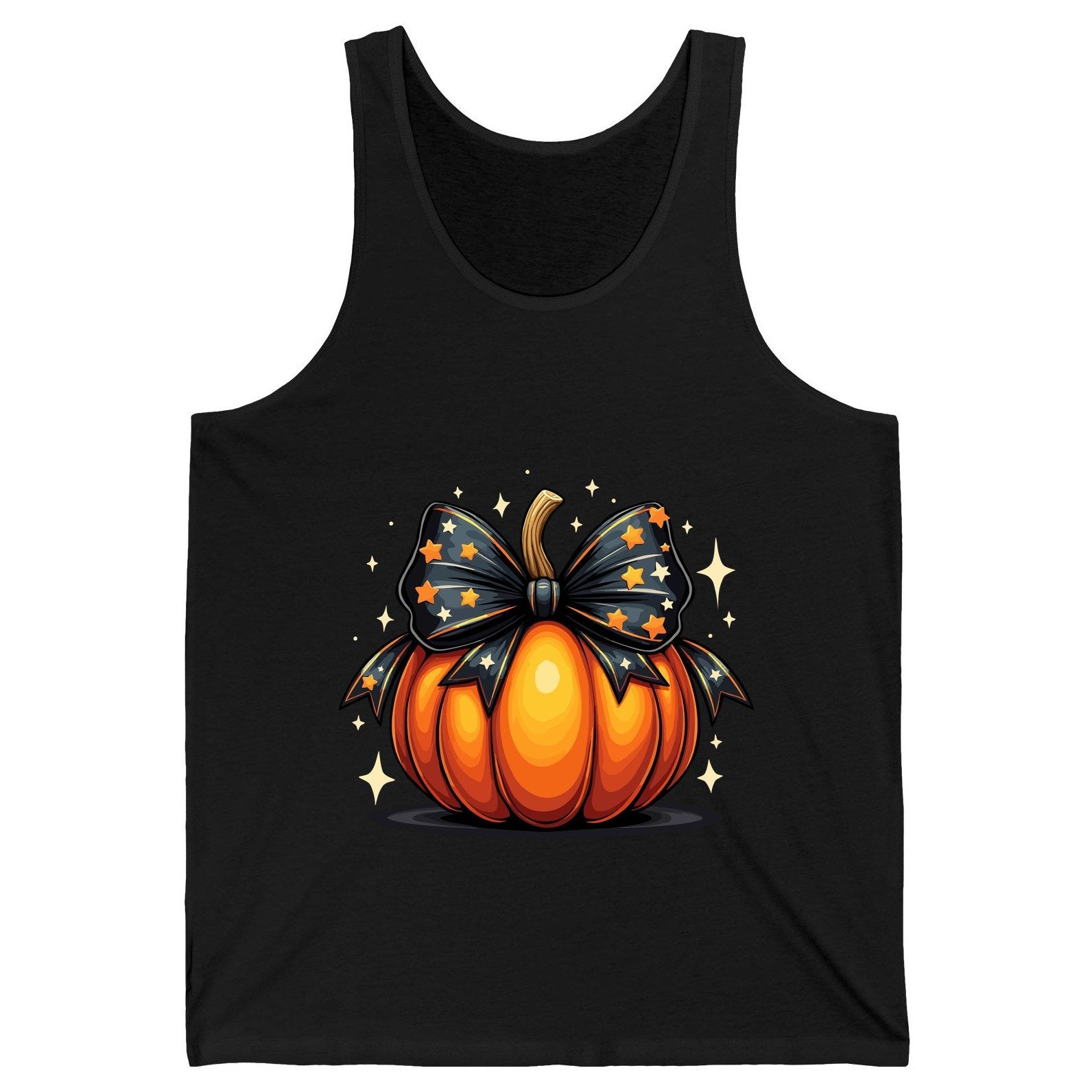 Starry Bow Pumpkin Halloween pumpkin Tank Top Black product mockup
