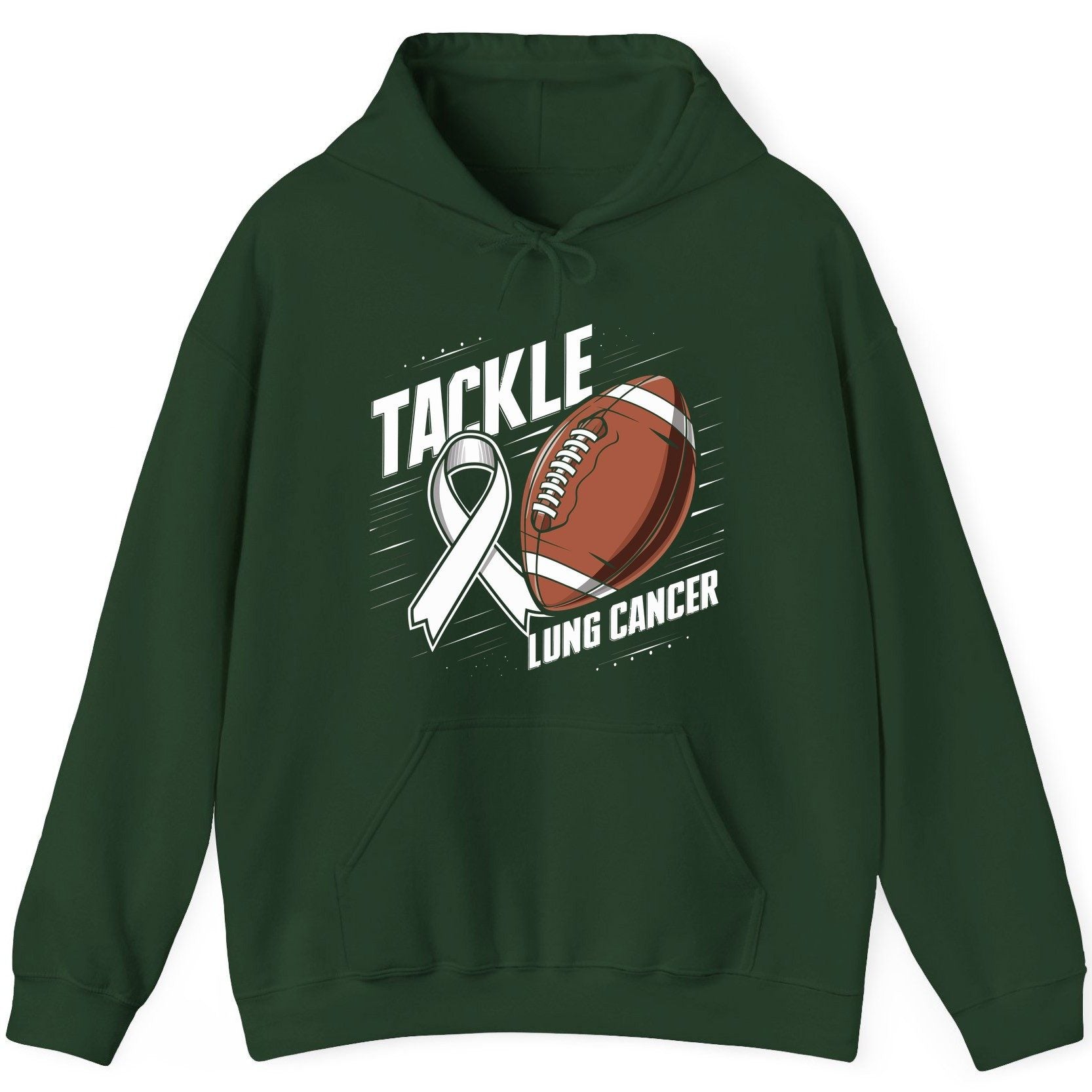 Tackle Lung Cancer lung cancer awareness Hoodie Forest Green product mockup