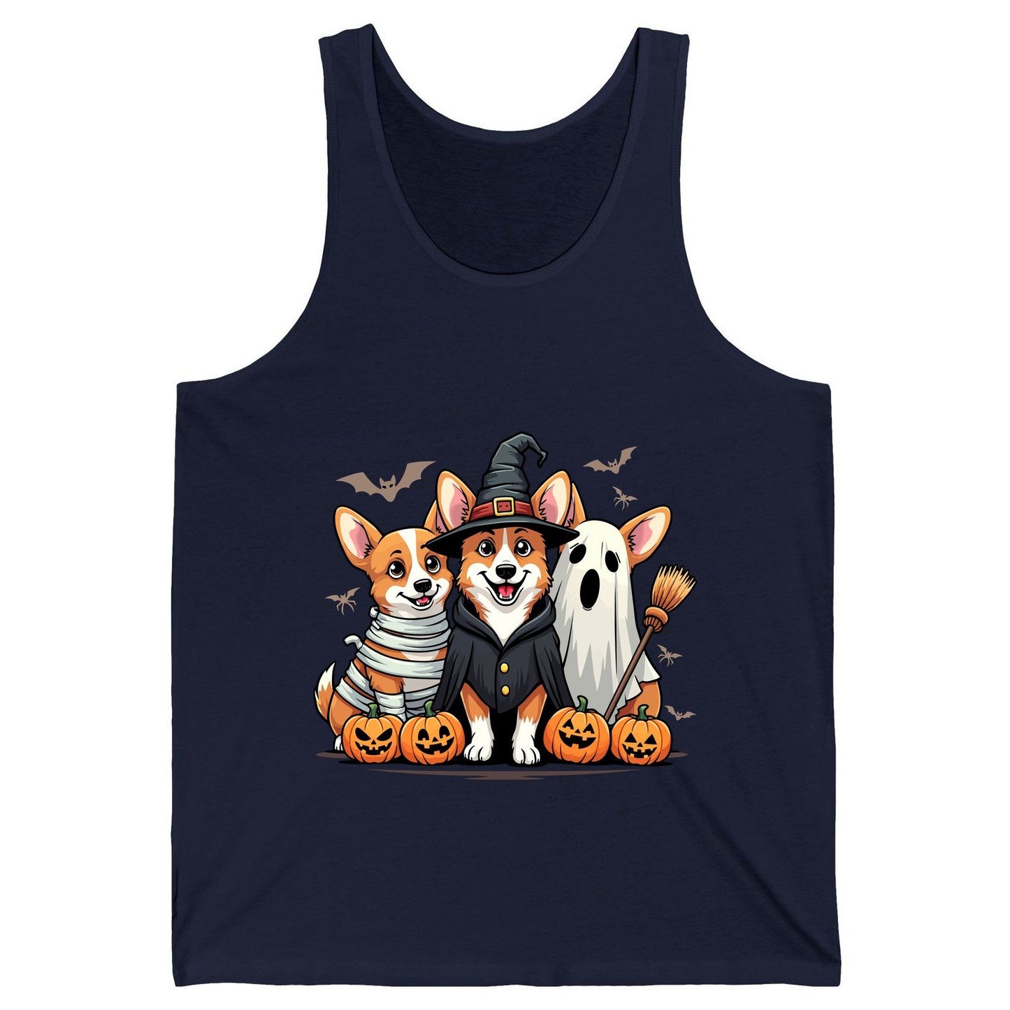 Halloween Corgi Trio Halloween corgis Tank Top Navy product mockup