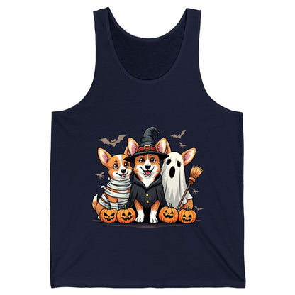 Halloween Corgi Trio Halloween corgis Tank Top Navy product mockup