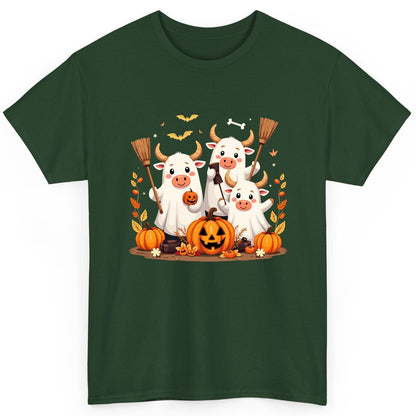 Cute Ghost Cows Halloween cows T-Shirt Forest Green product mockup