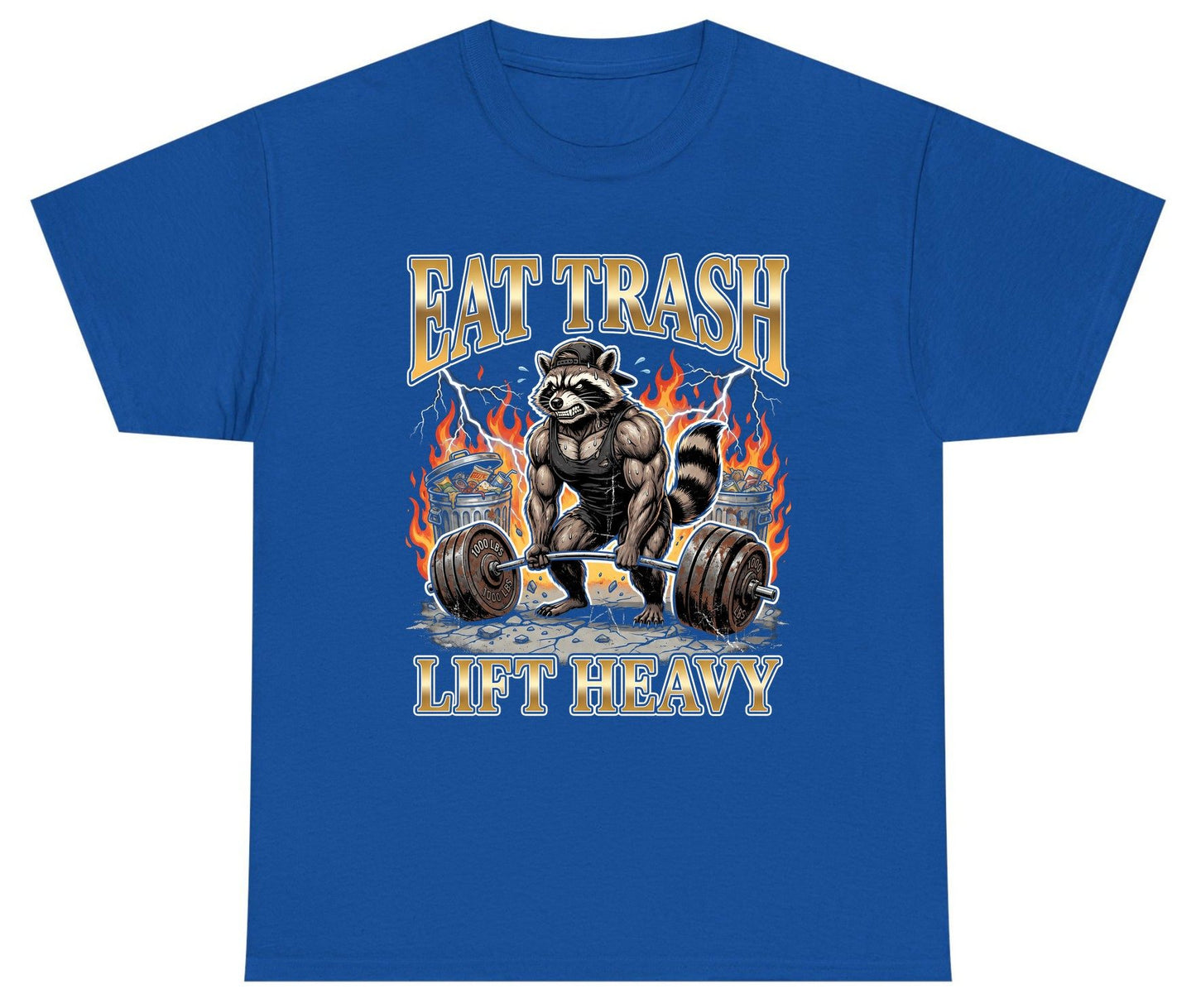 Eat Trash Lift Heavy weightlifting raccoon Youth T-Shirt Royal product mockup
