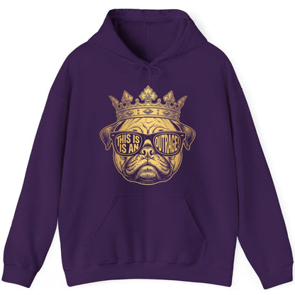 This Is An Outrage! Pug Hoodie Purple product mockup