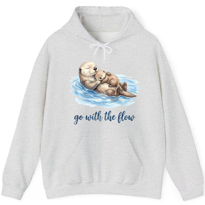Go with the Flow Sea Otters Hoodie - product mockup - Ash