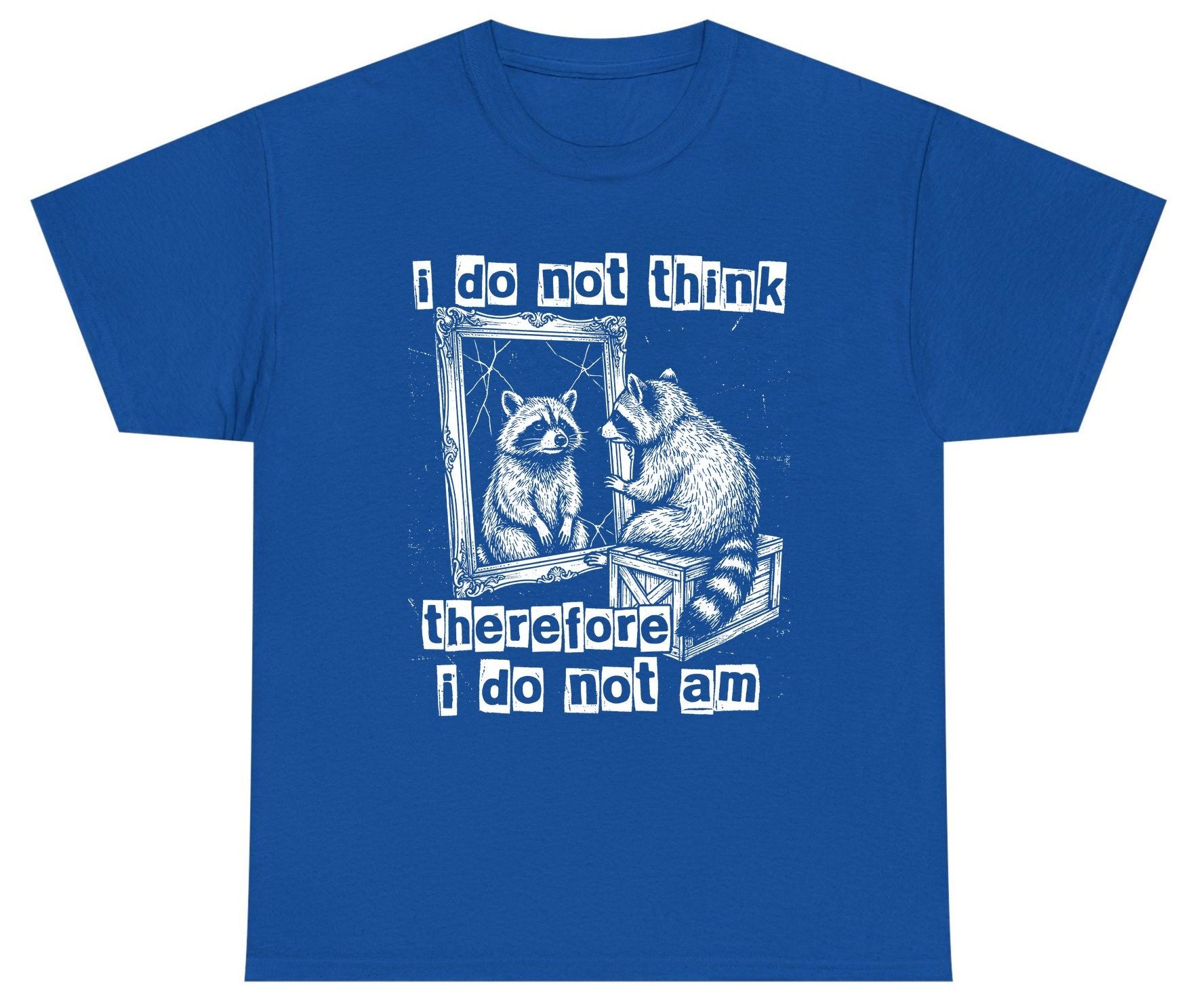 I Do Not Think Therefore I Do Not Am raccoon Youth T-Shirt Royal product mockup