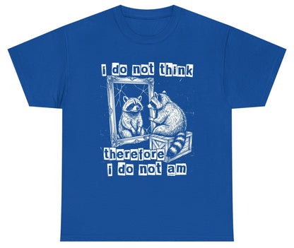 I Do Not Think Therefore I Do Not Am raccoon Youth T-Shirt Royal product mockup