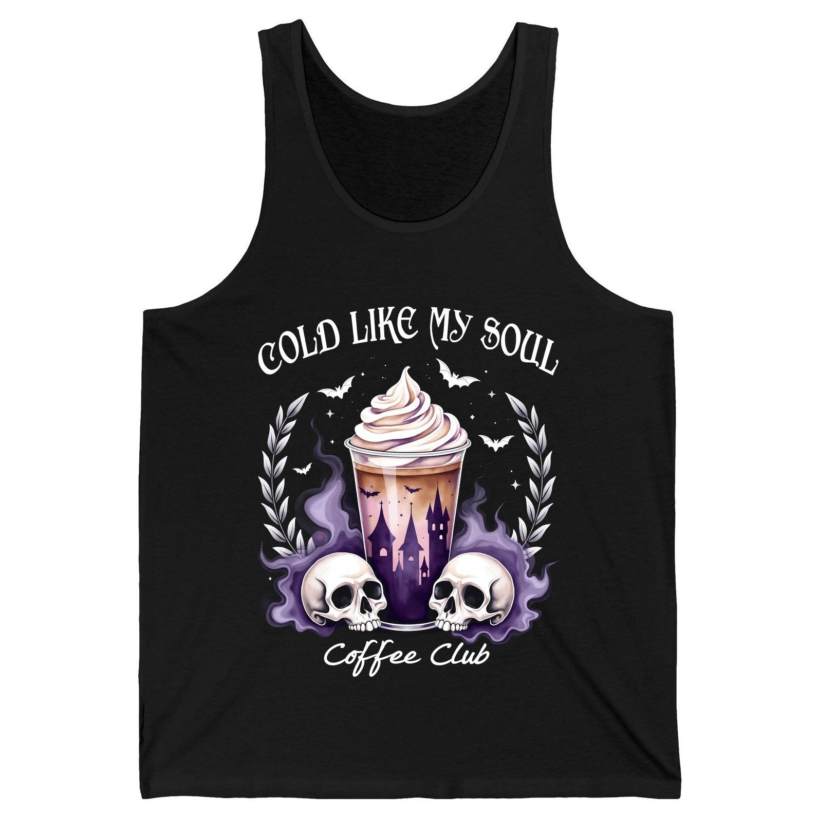 Cold Like My Soul Coffee Club gothic iced coffee Tank Top Black product mockup