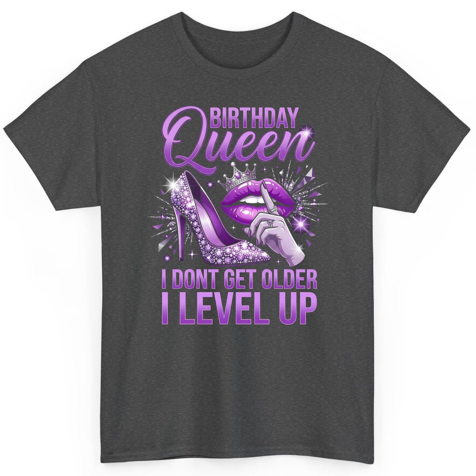 Birthday Queen I Don't Get Older I Level Up birthday celebration T-Shirt Dark Heather product mockup