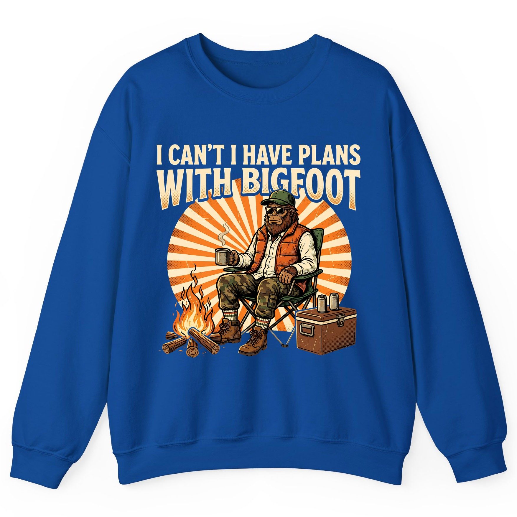 I Can't I Have Plans with Bigfoot bigfoot Sweatshirt Royal product mockup
