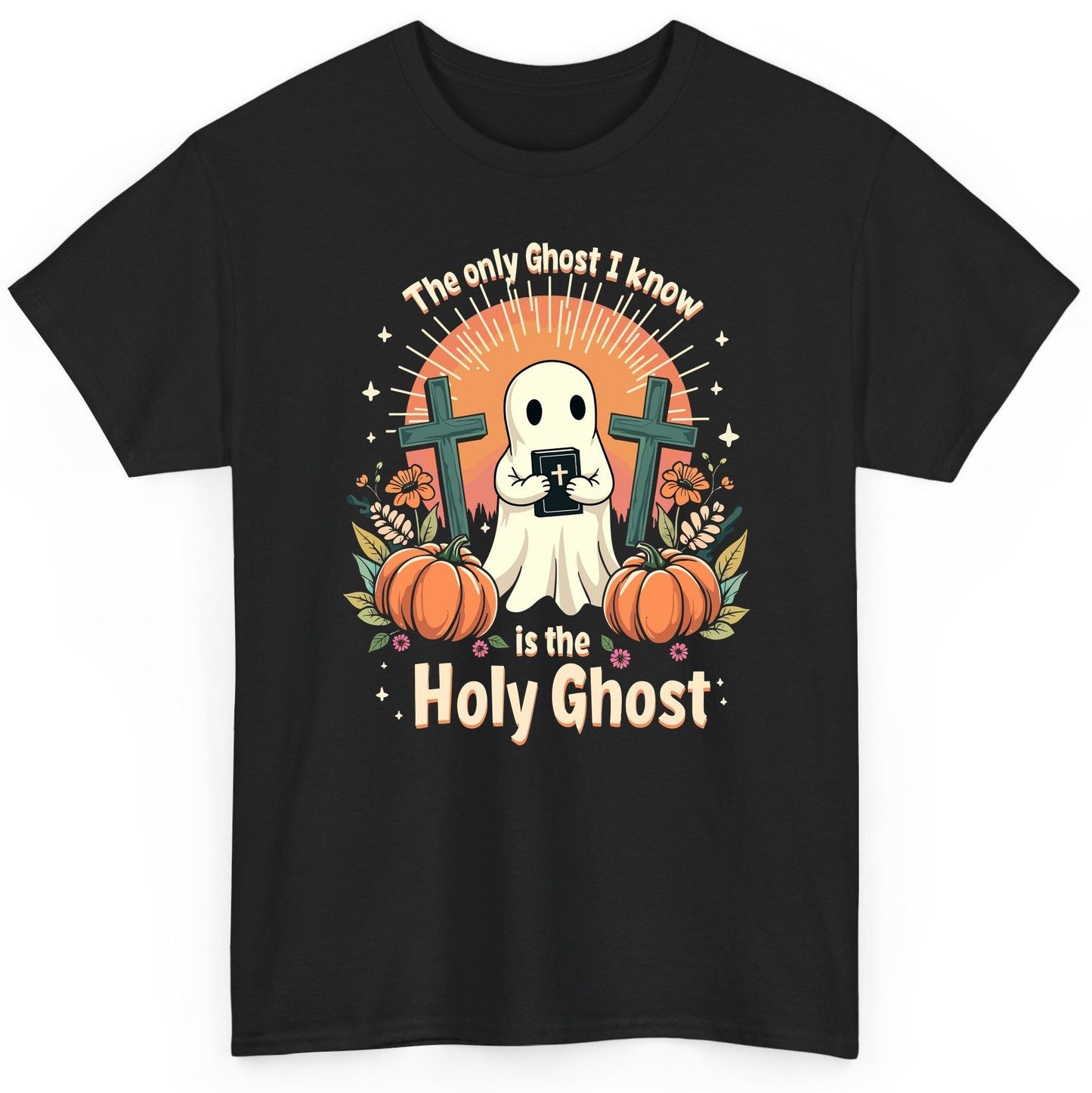 The Only Ghost I Know Is the Holy Ghost christian Halloween T-Shirt Black product mockup