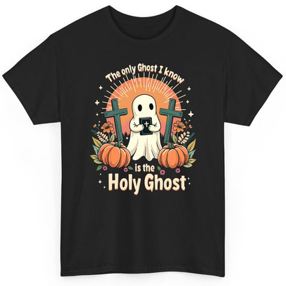 The Only Ghost I Know Is the Holy Ghost christian Halloween T-Shirt Black product mockup