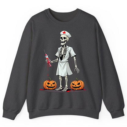 Spooky Skeleton Nurse Halloween skeleton nurse Sweatshirt Dark Heather product mockup