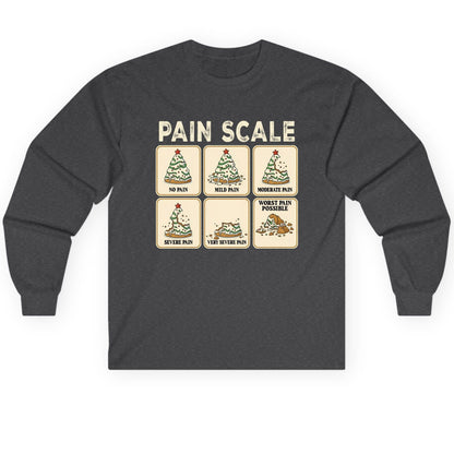 Pain Scale Christmas cookie pain scale Long Sleeve Tee Dark Heather product mockup