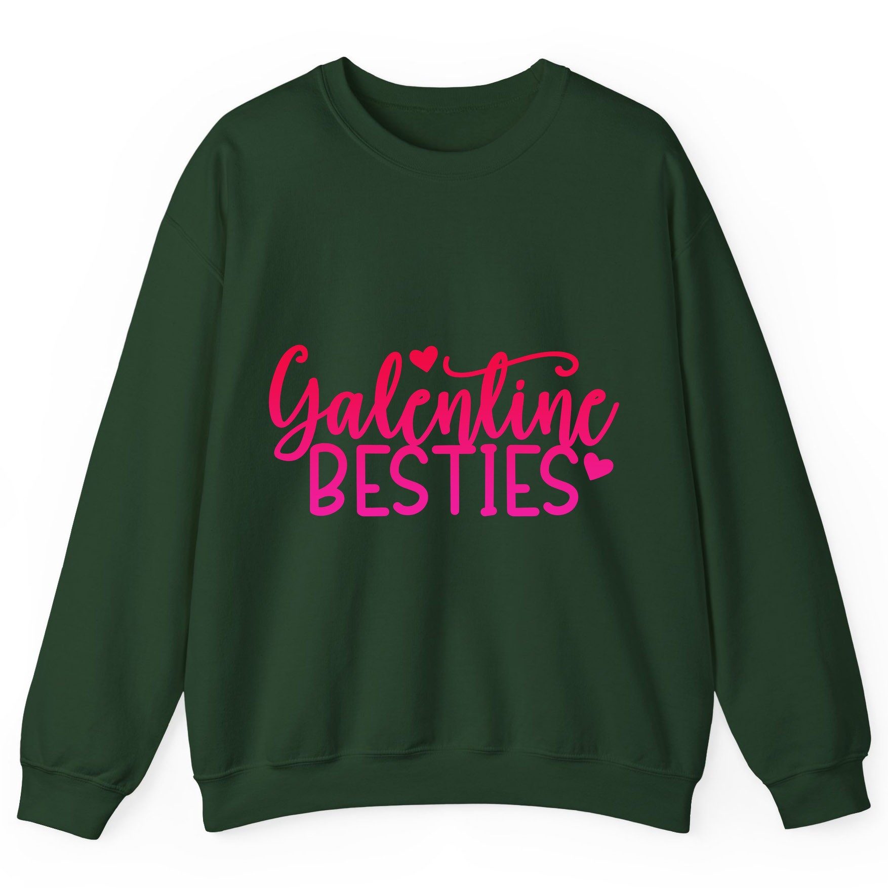 Galentine Besties galentine's day Sweatshirt Forest Green product mockup