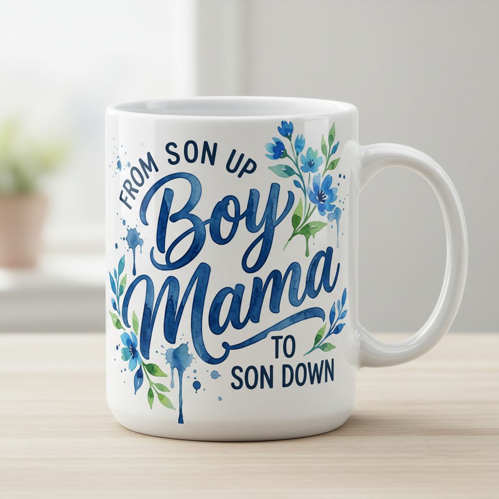 From Son Up Boy Mama to Son Down Moms White Mug - product mockup - White