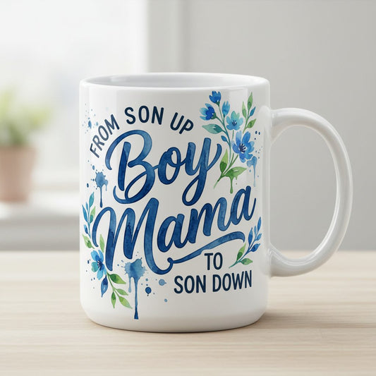 From Son Up Boy Mama to Son Down Moms White Mug - product mockup - White